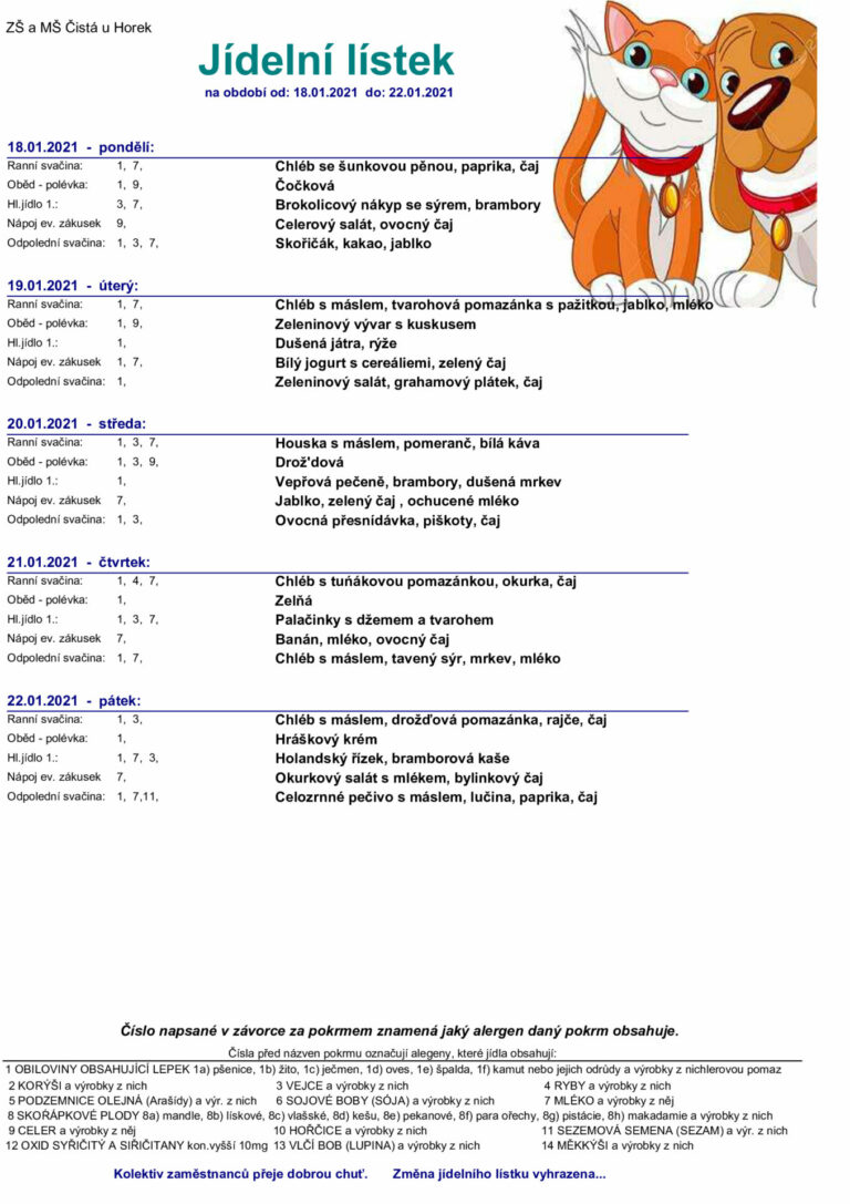 Jídelní lístek 18.1. – 22.1.