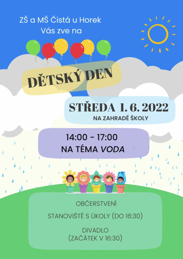 Pozvánka na Dětský den: 1.6.2022 na zahradě školy