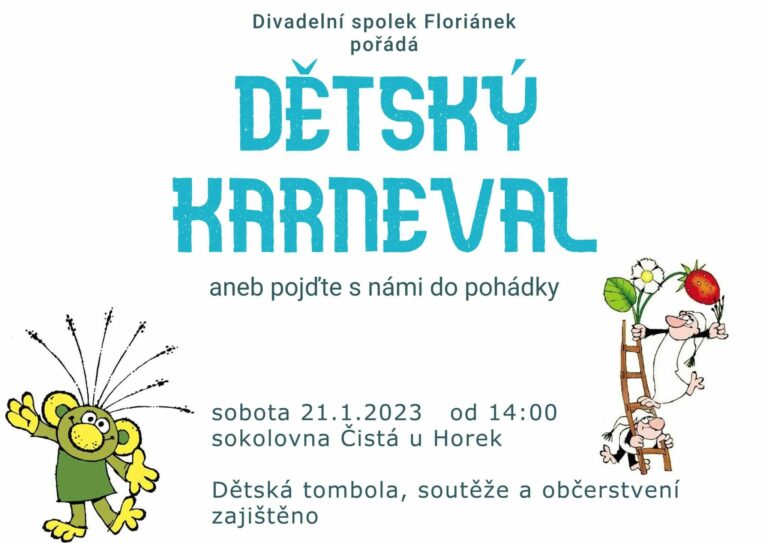 Pozvánka na dětský karneval divadelního spolku Floriánek