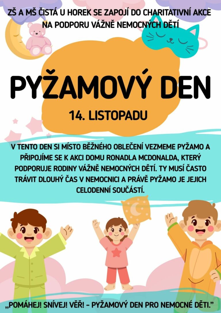 Pyžamový den, připojili jsme se k akci na podporu dlouhodobě nemocných dětí a jejich rodin