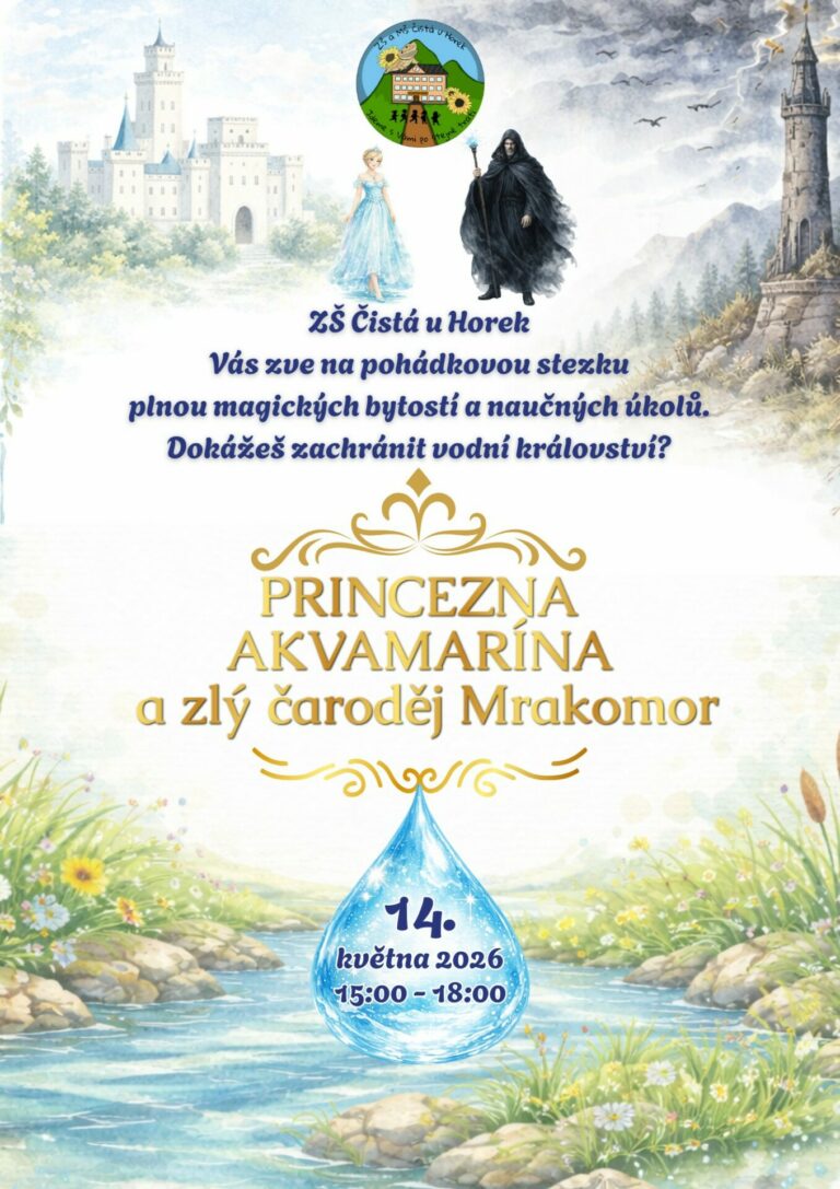 🌧️  Akce Princezna Akvamarína a zlý čaroděj Mrakomor se koná ve čtvrtek 14. května v budově školy