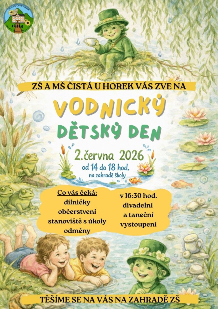 💧🐸 VODNICKÝ DĚTSKÝ DEN (úterý 2. června 14-18 hod.)